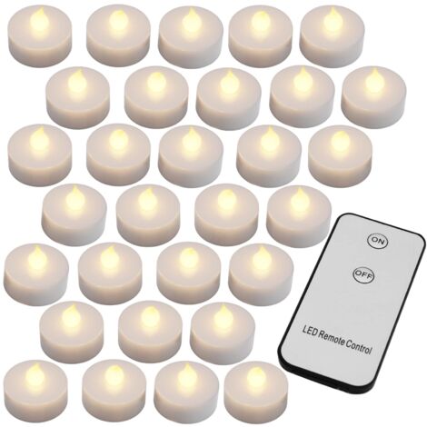 MONZANA® 30 Pcs LED Tea light Candles with Batteries and Remote Control 300 Hour Electric Warm White Flickering Flame Effect 3.7cm Round Flameless Realistic Tea Lights