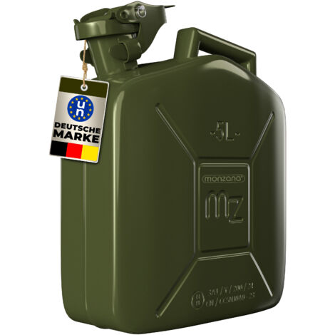 MONZANA® 5 Litre Metal Fuel Canister  0.9mm Thick Steel Jerry Can  Leak-Proof Safety Lock  UN-Approved Transport Container  Petrol Diesel Oil Water  Corrosion Resistant Storage  Green