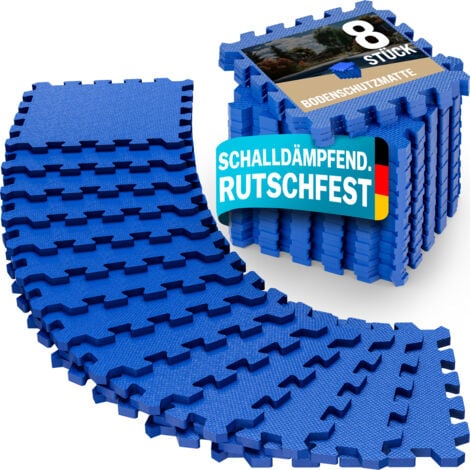 MONZANA® 8x Bodenschutzmatte Fitness 45x45cm Rutschfest Fitnessgerät Wärmeisolierend EVA-Schaumstoff Erweiterbar Unterlage Blau