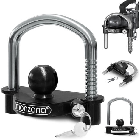 Monzana – Antivol verrou d’attelage remorque 50 mm – Cadenas avec anneau en acier – 2 clés incluses – Sécurise remorque et caravane