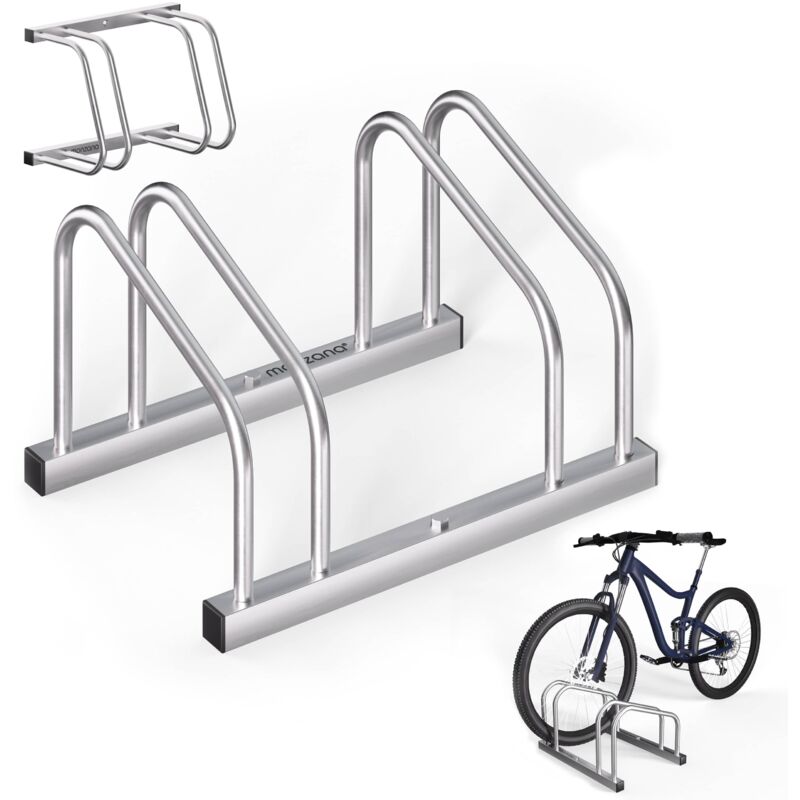 

Aparcamiento para bicicletas soporte y organizador para 2 - 6 bicis para interior y exterior para pared y suelo 2 Bicicletas - Monzana