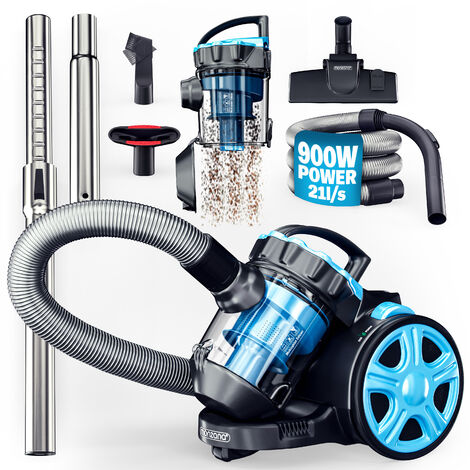MONZANA® Aspiradora Multiciclónica sin Bolsa 900W Aspirador de Suelos Filtro HEPA Depósito 1,5L Accesorios Blau (de)