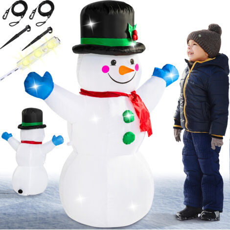 MONZANA® Aufblasbarer Schneemann XL 120cm LED Beleuchtet Befestigungsmaterial IP44 Außen Witterungsbeständig Weihnachtsdeko Weihnachtsfigur Christmas