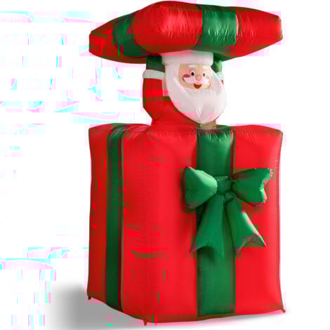 Monzana Babbo Natale Gonfiabile nel Pacco Regalo con LED 152cm Incl. Pompa Elettrica Regalo Decorazione Santa Claus