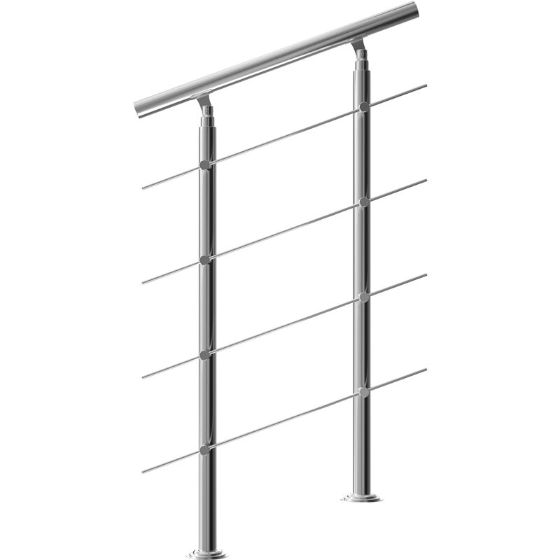 Banisters Stainless Steel Indoor and Outdoor Handrail Railing Balustrade Balcony 80 cm, 4 crossbars - Monzana