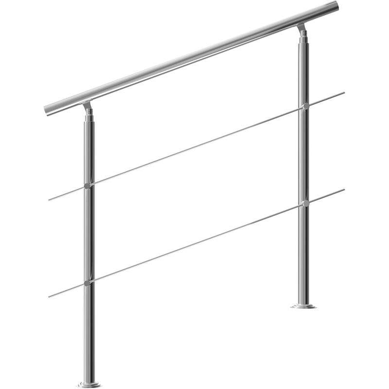 Banisters Stainless Steel Indoor and Outdoor Handrail Railing Balustrade Balcony 2 crossbars, 120 cm - Monzana