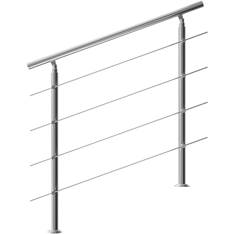 Banisters Stainless Steel Indoor and Outdoor Handrail Railing Balustrade Balcony 4 crossbars, 120 cm - Monzana