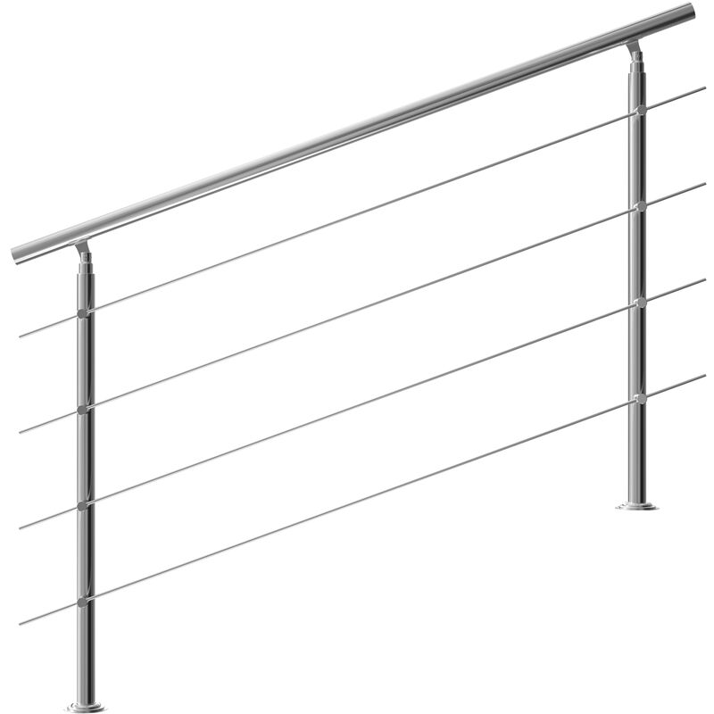 Banisters Stainless Steel Indoor and Outdoor Handrail Railing Balustrade Balcony 4 crossbars, 160 cm - Monzana