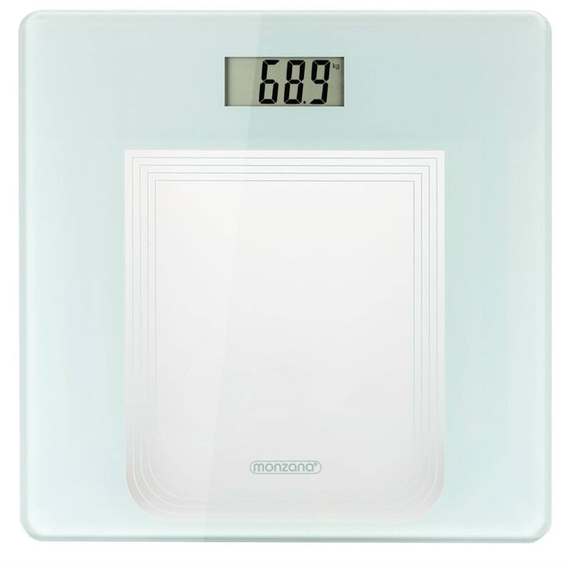 

Monzana Báscula de baño digital 8en1 grasa corporal análisis corporal pantalla LCD hasta 180Kg alta precisión color Negro