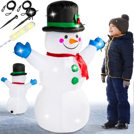 Monzana – Bonhomme de neige gonflable décoratif LED 120 cm – 3 LED blanches – Pompe électrique incluse – Décoration intérieure et extérieure Noël