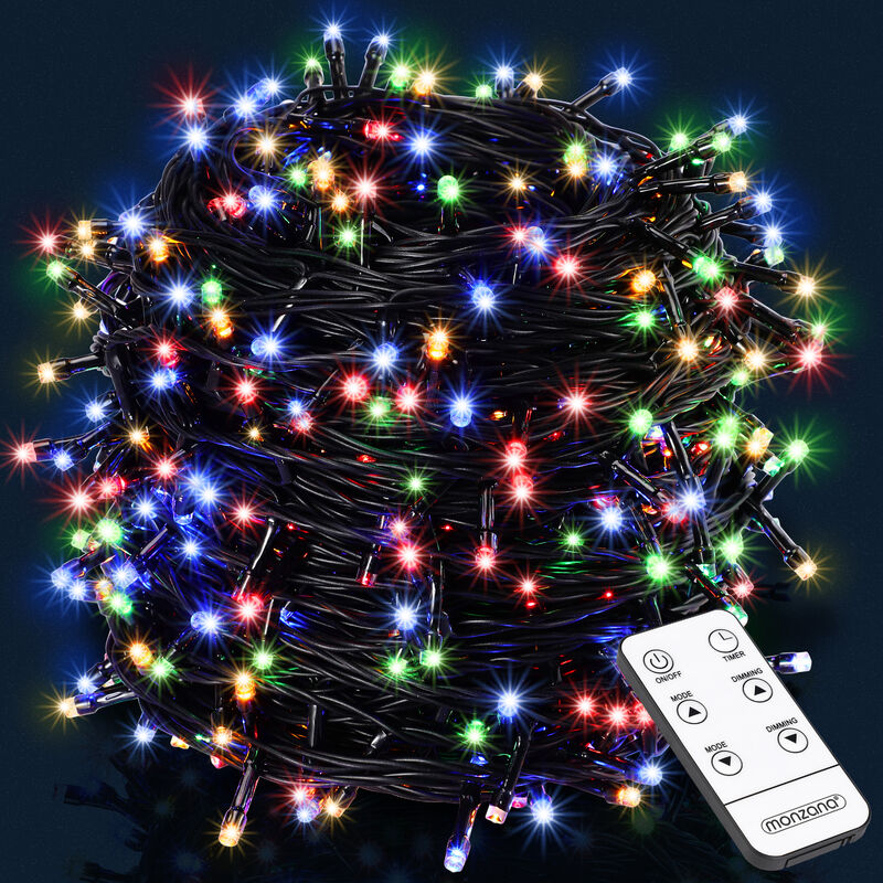 

Monzana Cadena de 700 luces LED 14m multicolor con mando a distancia 8 modos de iluminación interior exterior Navidad