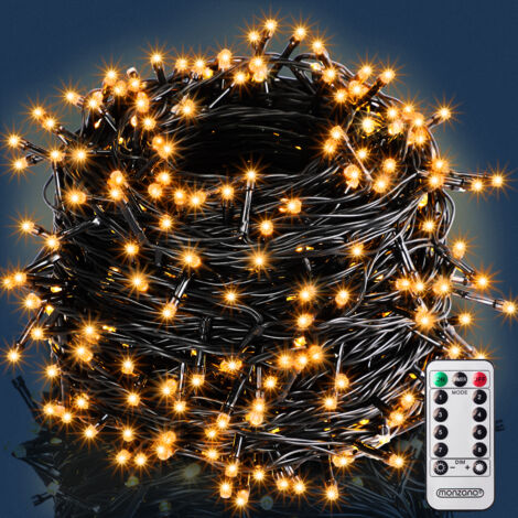 Monzana Cadena de Luces Navidad de 200/400/600 LEDs Temporizador Mando a distancia 8 Modos de Luz IP44 Exteriores Blanco cálido/Blanco frío/Colores 40m warmweiß - schwarzes Kabel (de)