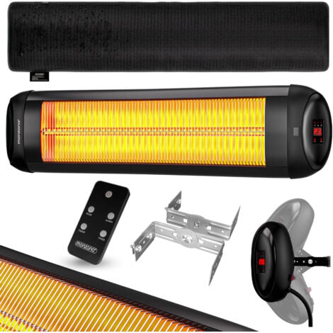 MONZANA® Calefactor por Infrarrojos 2500W 3 Niveles de Calor Pantalla LED Temporizador Mando a Distancia Estufa Radiador Negro