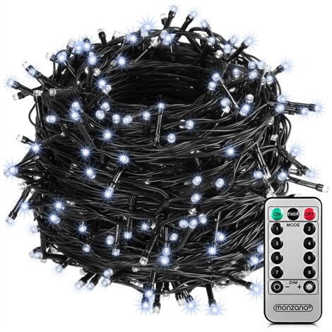 Monzana Catena di Luci 200 LED Decorazione Luminosa Natale Balcone Addobbo Natalizio Illuminazione per Interni ed Esterni Vari Colori 20m kaltweiß - schwarzes Kabel (de)
