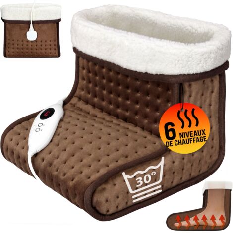 Monzana – Chauffage d'appoint 100 W – 6 niveaux de température – Extinction automatique – Chaussons lavables 30° – Câble 2 m – Pointure max 47