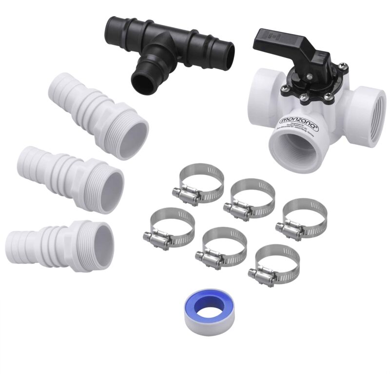 Monzana - Set De Bypass Para Piscina 12 Piezas Conexión De Válvula De 3 Vías Ø 32/38 Mm Incl. Abrazaderas Para Manguera Depuradoras Calefacción De