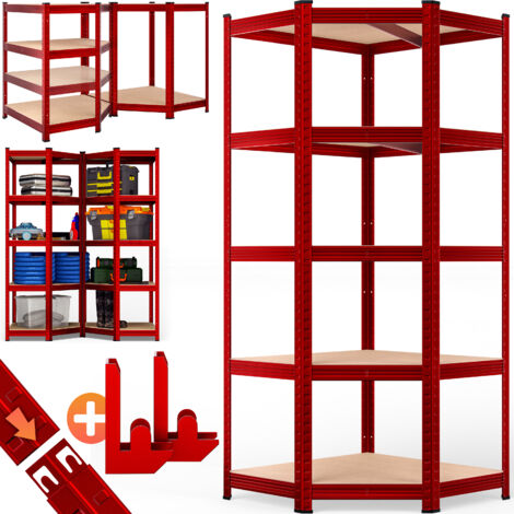 MONZANA® Corner Shelving Unit  Heavy-Duty Steel Construction  Adjustable Shelves  Rubber Protectors  Space-Saving Design  Easy Assembly  Garage, Workshop, Basement Organiser  Rot (de)