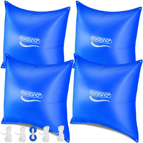 Monzana – Coussin gonflable pour piscine hiver 120x120 cm – PVC 0,44 mm – Corde de sécurité 6 m – Valve de sécurité intégrée – Lot de 4