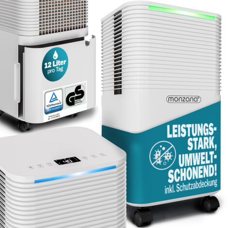 MONZANA® Electric Dehumidifier for Home, 12L/Day with 24h Timer, LED Display, Air Purifier, Allergen Filter, Ideal for use with Heated Clothes Airer for Laundry, Bathroom, Dehumidifiers for Home