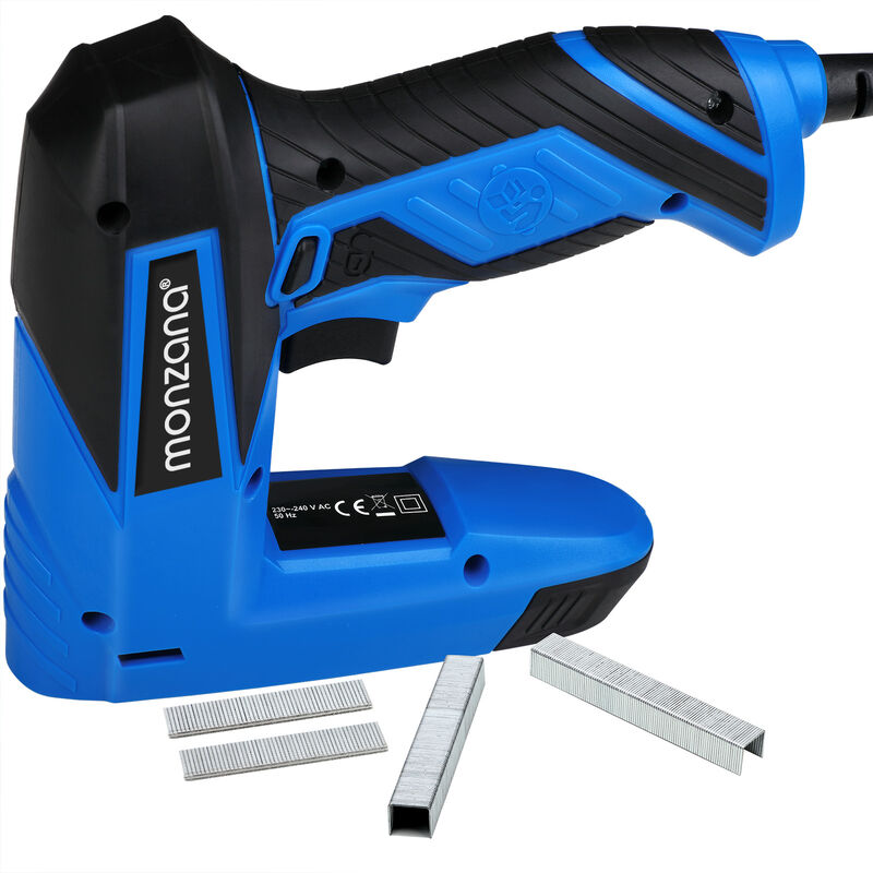 Electric Tacker With Softgrip 2in1 incl. 400 Staples 100 Nails 30 Shots Per Minute Safety Nose Tacker - Monzana