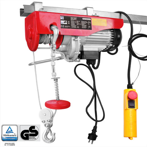 Monzana elektrische Seilwinde 125kg bis 800kg Hubhöhe 12m Seilzug Motorwinde Flaschenzug Hebezug Seilhebezug Kettenzug 300/600 kg