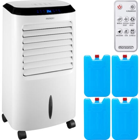 Monzana Enfriador de Aire Portátil 4en1 Ventilador Humidificador Lonizador Purificador de aire 65W