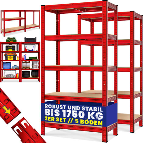 Monzana – Étagère métallique modulable 5 niveaux – Charge max 875 kg – Dimensions 180x90x40 cm – Montage sans vis – Pour garage et atelier - CAVE 2 ER SET