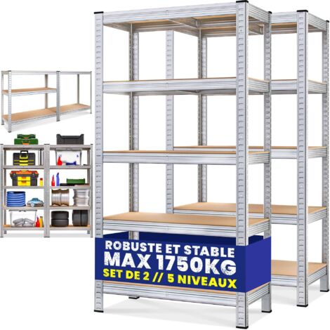 Monzana – Étagère métallique modulable 4 niveaux – Charge max 875 kg – Dimensions 180x90x40 cm – Système d'emboîtage rapide – Pour garage et atelier