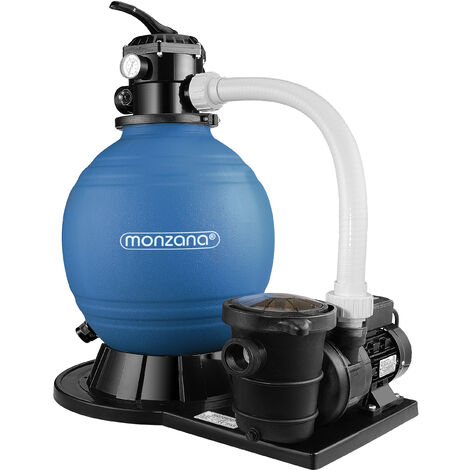 Monzana – Filtre à sable 15.900 l/h – Pompe 600W avec vanne 6 voies – Corps ABS résistant – Pour piscines jusqu'à 60m³