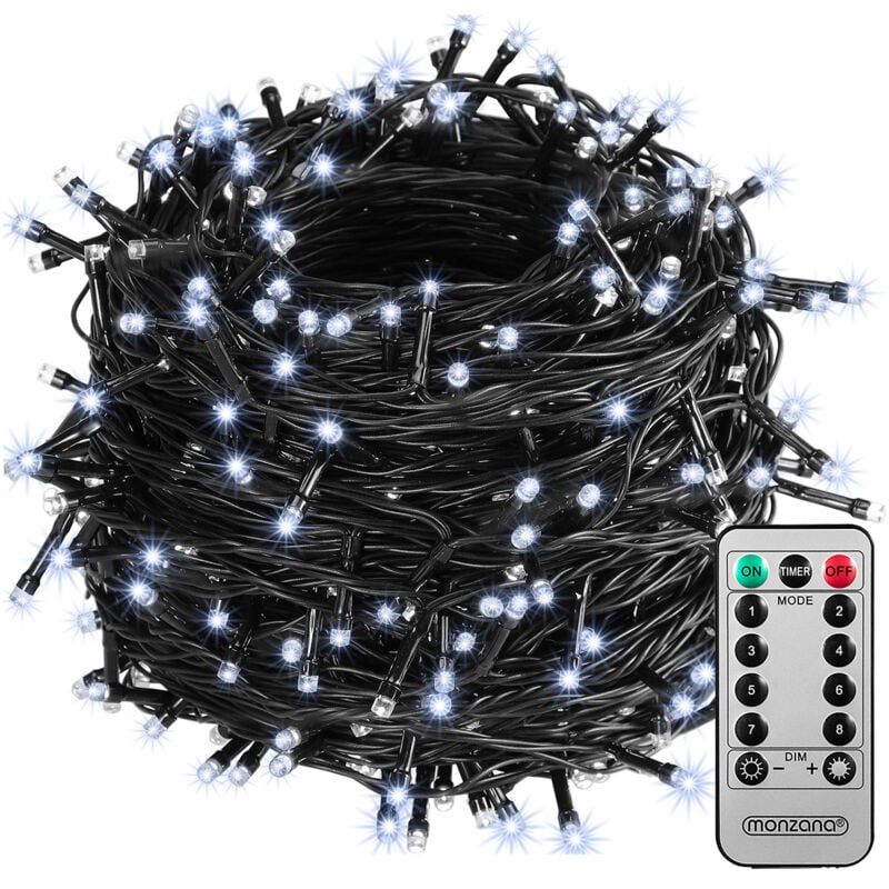 Guirlande lumineuse 200/400/600 led avec télécommande minuteur décoration de Noël illumination éclairage fêtes 40m kaltweiß - schwarzes Kabel (de)