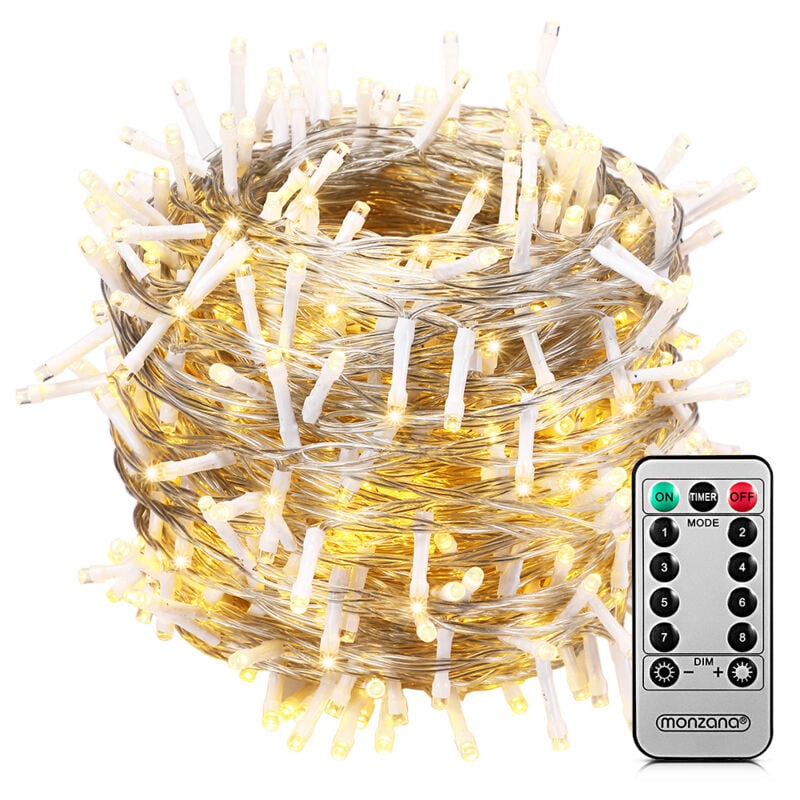 Guirlande lumineuse 200/400/600 led avec télécommande minuteur décoration de Noël illumination éclairage fêtes 40m warmweiß - transparentes Kabel