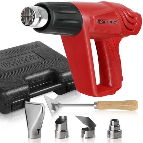 MONZANA® Hot Air Gun 2000W Heat Gun With Carrying Case 4 Nozzles Paint Scraper 2 Heating Levels Perfect for Paint Removal, DIY & More