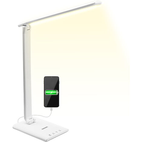 Monzana Lampe de bureau LED avec port de charge USB 7 niveaux 12 W Noir