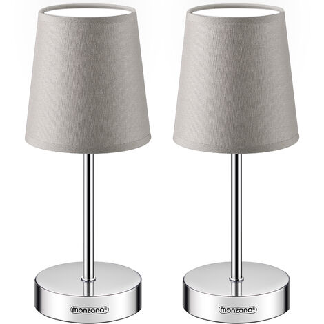 Monzana Lampe de table avec abat-jour lampe de chevet avec interrupteur E14 parfait pour chambre salon décoration   Set de 2 pièces taupe