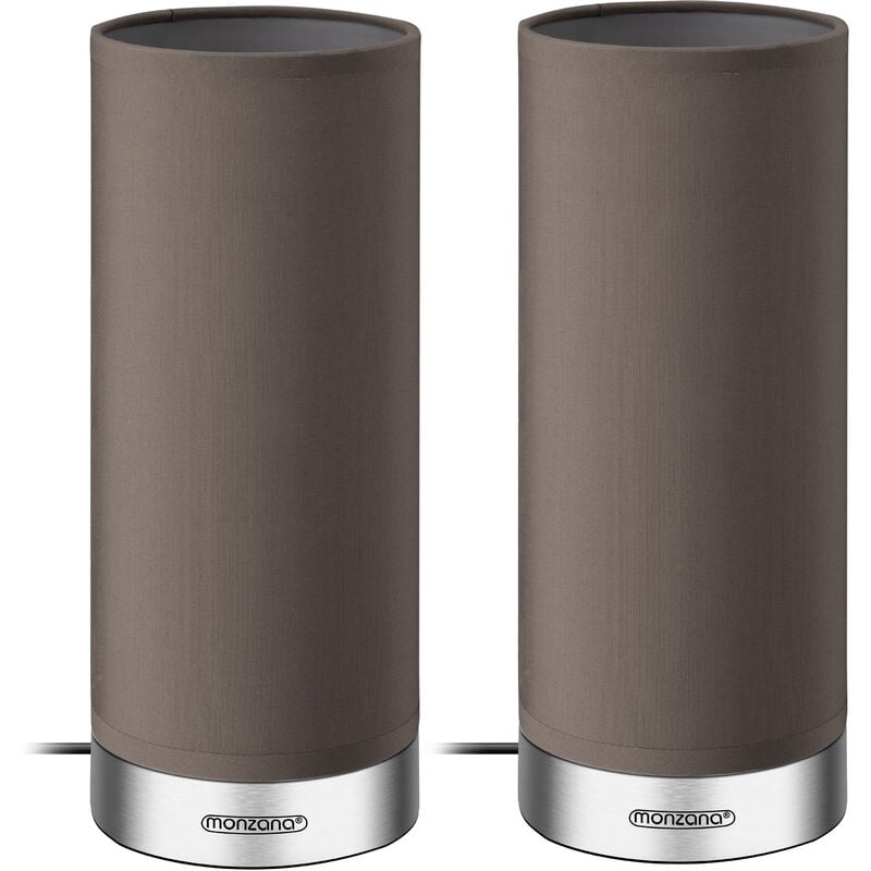 2x Lampes de table LED fonction tactile luminosité réglable E14 Chambre Salon lampe de chevet bureau éclairage intérieur Taupe nickel satiné