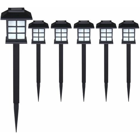 MONZANA® LED Solarlampe Außen Wetterfest IP44 Erdspieß Solar Garten Laterne Schwarz Solarleuchte Balkon  6er Set
