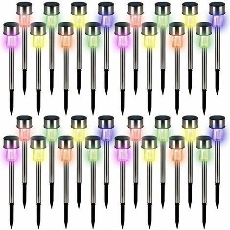 MONZANA® LED Solarlampen Außen 32er Set Wetterfest IP44 Edelstahl Farbwechsel Bunt Garten Balkon Solar Solarleuchten Wegeleuchten