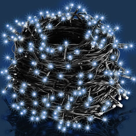 MONZANA® Lichterkette 200/400/600 LED IP44 Innen Außen Kabel Weihnachtsdeko Leuchtkette Lichtervorhang Weihnachtsbeleuchtung Warmweiß Kaltweiß Bunt  20m kaltweiß - schwarzes Kabel