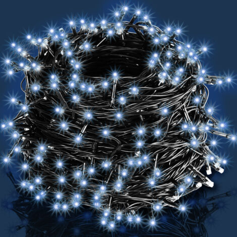 Monzana Light Chain 200/400/600 LEDs | IP44 | Indoor Outdoor Fairy Lights | Christmas Decoration | Light Curtain | Christmas Lights | Warm White/Cold White/Colourful 20m kaltweiß - schwarzes Kabel (de)
