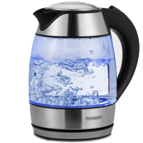 MONZANA® Light Up Cordless Glass Kettle Blue LED See Through 1.8L BPA Free