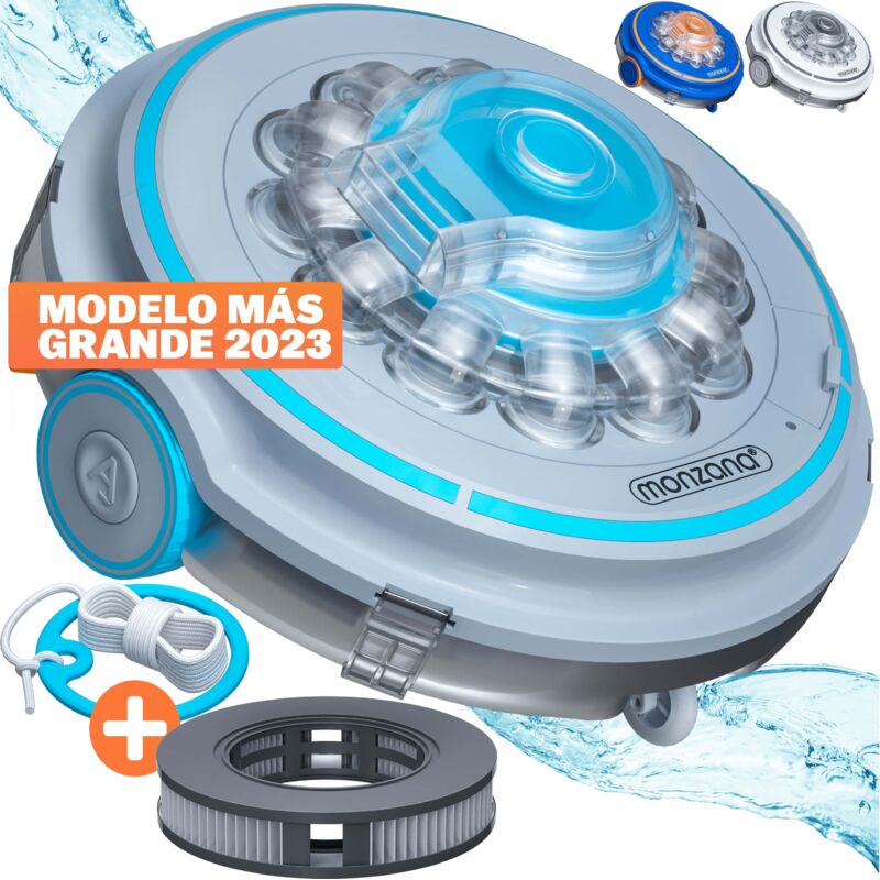 Monzana - Robot Limpiafondos De Piscina Poolboy600 Aspirador Inalámbrico Automático Incl. Baterias Cargador Cordón Flotante Y Filtro Poolboy600 Grau