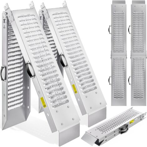 Monzana – Lot de 2 rampes de chargement pliables en acier galvanisé – Charge max. 200 kg par rampe – Surface antidérapante perforée – Longueur 175 cm