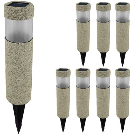 NO BRAND MONZANA® Lot de 8 lampes solaires extérieur jardin aspect pierre lampe sans fil pour sol pic éclairage solaire 8h autonomie