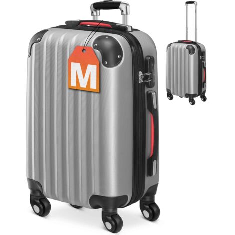 Monzana Maleta rígida Baseline M color Plata equipaje de viaje 34L peso 2,25Kg con ruedas 360° trolley 2 asas valija