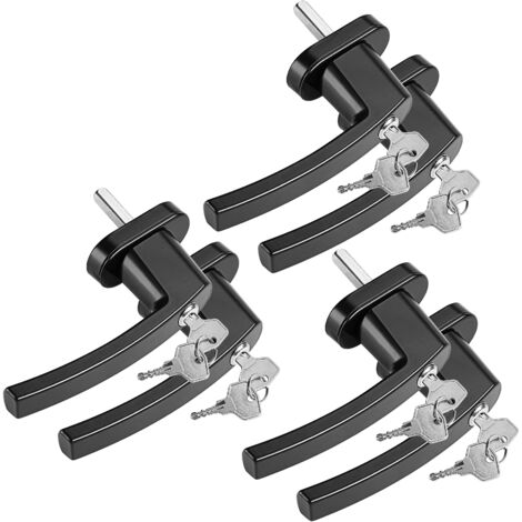 MONZANA® Manilla de Seguridad para Ventanas y Puertas de Balcones Negro 2 Posicines de Bloqueo 2 Llaves por Manija Antirobo Niños  6er Set (de)