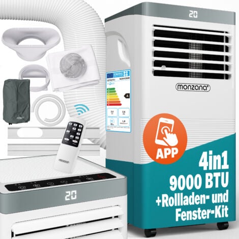 MONZANA® mobile Klimaanlage MZKA1000 9000BTU 4in1 WiFi App 2700W Fernbedienung Abluftschlauch Schlafmodus Klimagerät Luftkühler Air Conditioner
