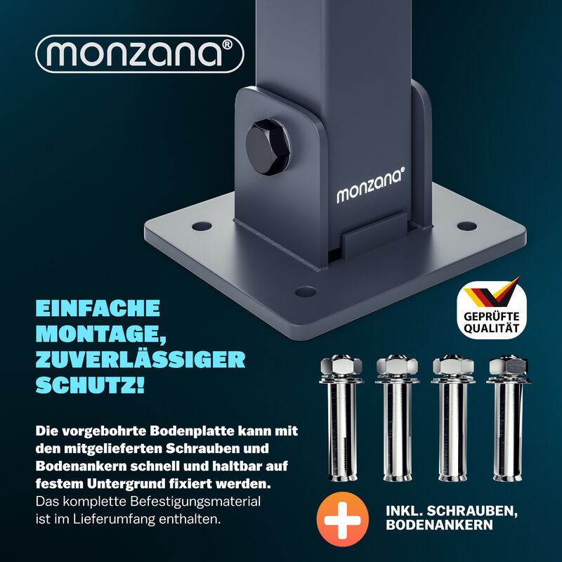 ProPlus Parkpfosten mit Vorh/ängeschloss 3 Schl/üsseln Parkplatzsperre Absperrpfosten Sperrpfosten Pfosten Poller Reflexion Metall 6x6x65,5 cm Klappbar