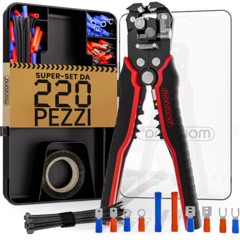 MONZANA® Pinza spelafili 3in1 Set 220 pezzi scatola accessori 0,2-6mm² strumento per elettricista pinze per cavi pinza spelacavi