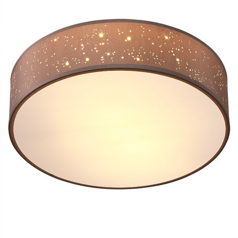 Monzana Plafoniera in Tessuto Design a Stelle Paralume Rotondo con Attacco E27 Lampada da Soffitto Soggiorno Cameretta Camera da Letto Vari Colori 30cm Taupe (de)