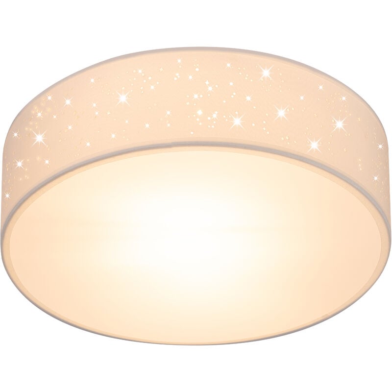 Plafonnier Ciel étoilé Tissu Rond E27 Plafonnier Tissu Plafonnier Chambre Salon Ø30/38 38 cm Blanc - Monzana
